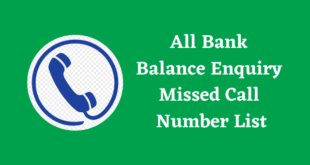 Balance enquiry missed called number list of all bank